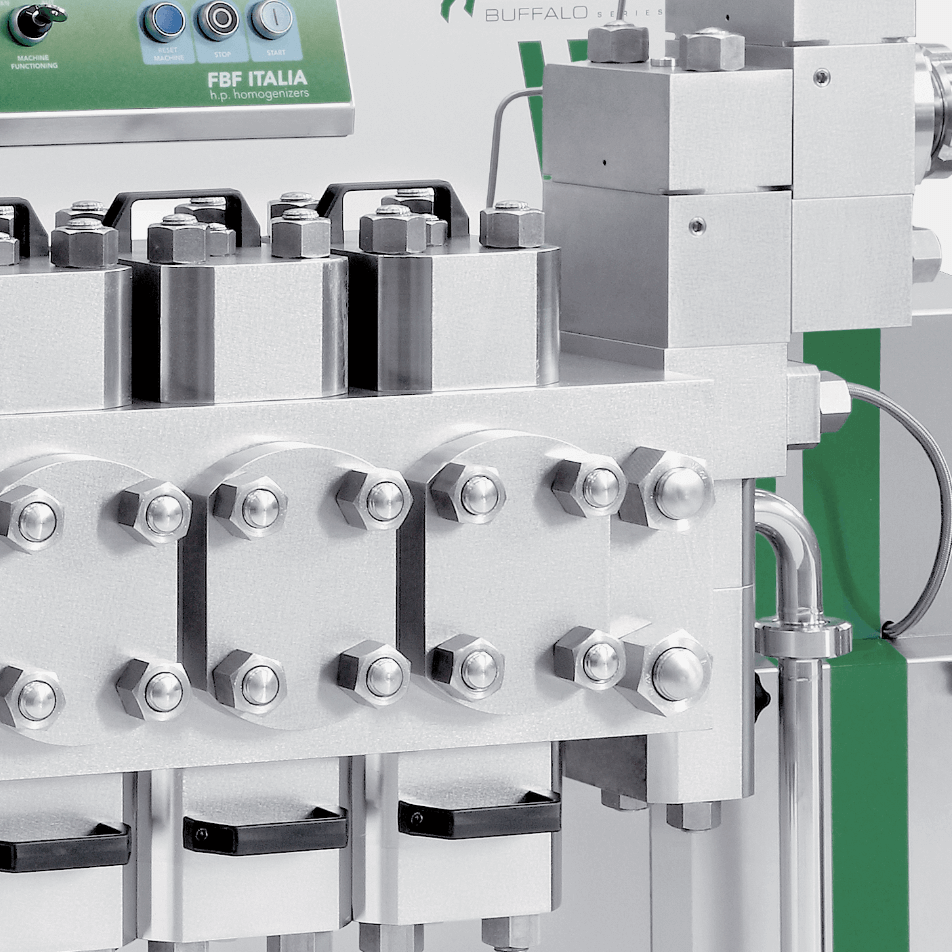 Positive displacement pumps in a homogenizer for efficient throughput.